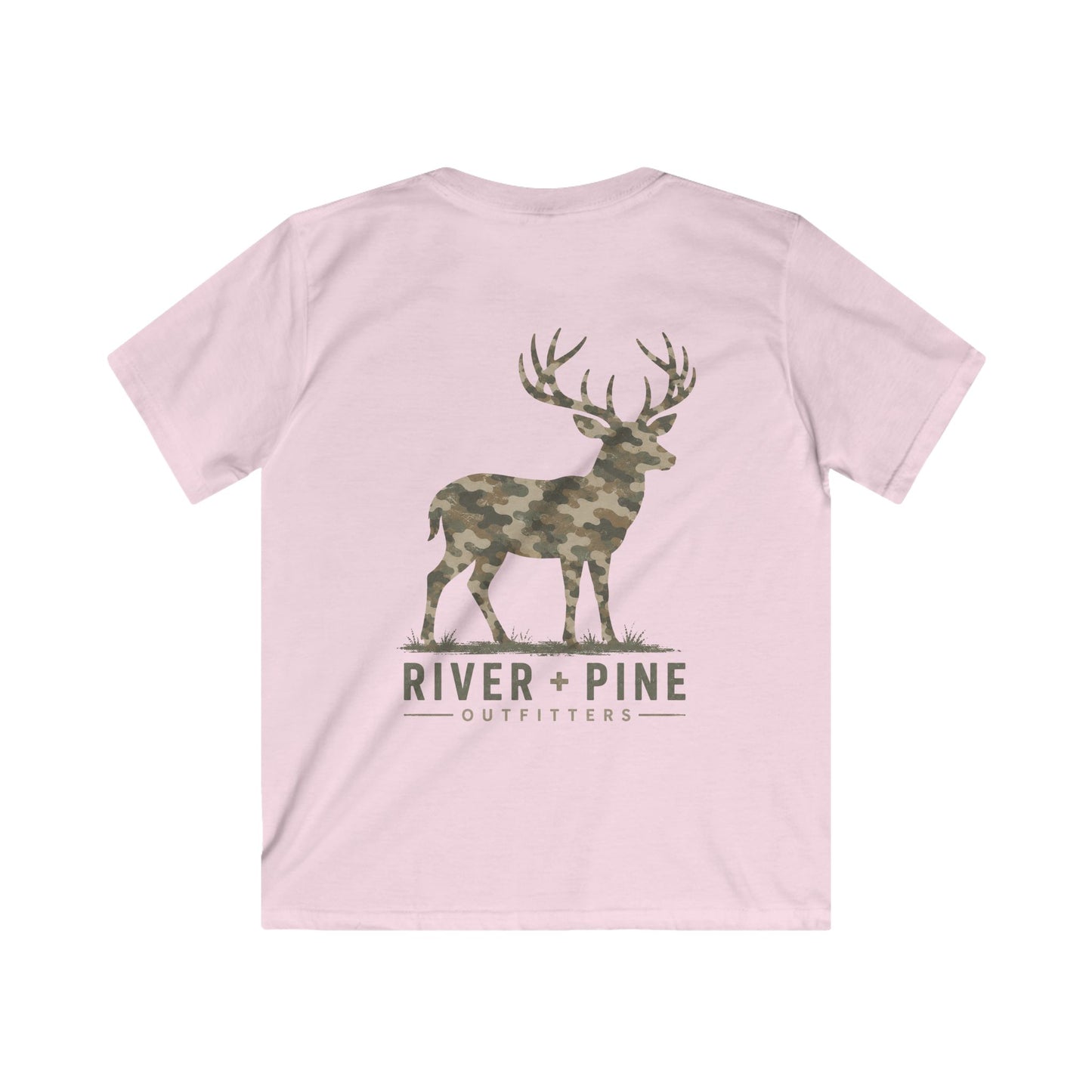 River + Pine Outfitters  — Muted Modern Camo Buck Youth Graphic T-Shirt