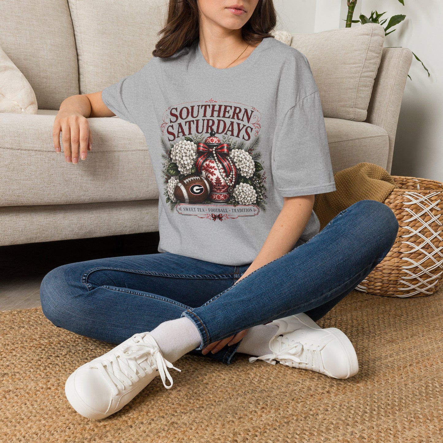 Southern Saturdays T-Shirt —UGA Red & Black-Front Graphic only