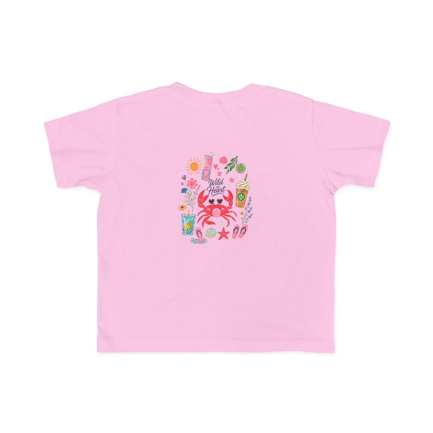 Toddler Girl's Crab Beach Tee — "Hello Summer" Cute Coastal Graphic Shirt