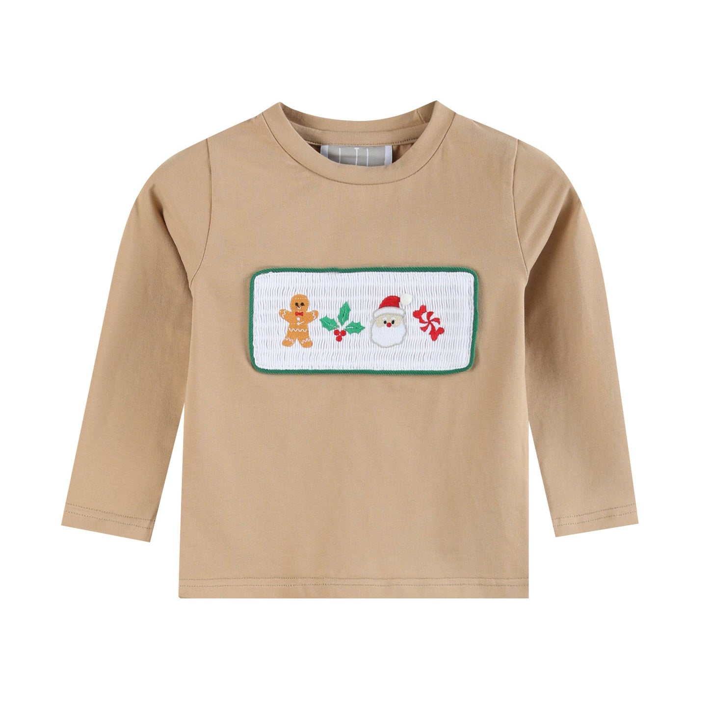 Lil Cactus - Light Brown Christmas Smocked Shirt and Green Corduroy Pants