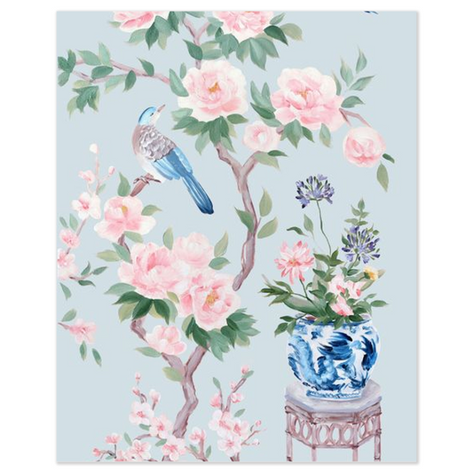 June (detail), a blue chinoiserie fine art print