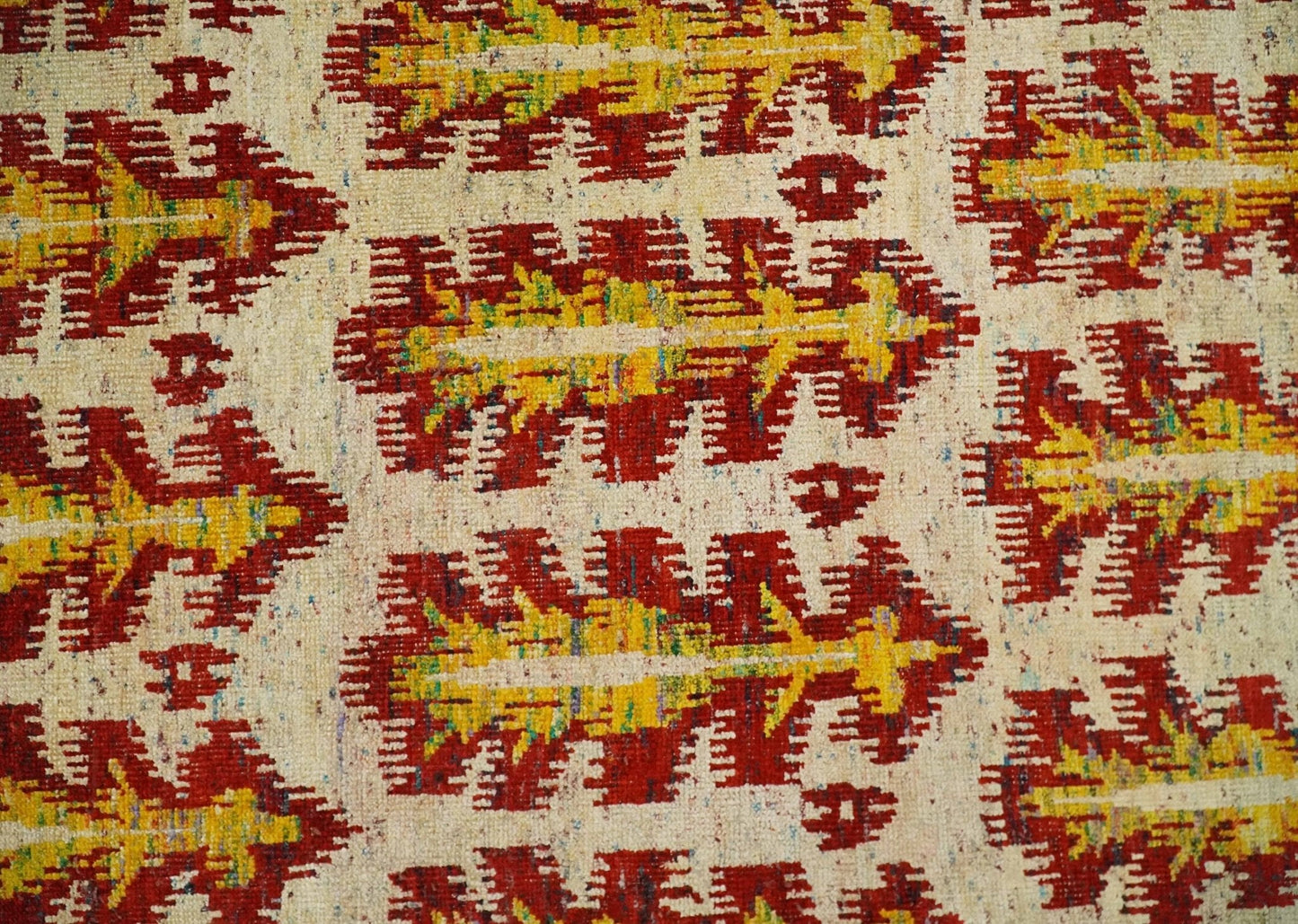 8x10 and 10x14 Hand Knotted Beige, Rust and Gold Modern Contemporary Southwestern Tribal Trellis Recycled Silk Area Rug | OP24