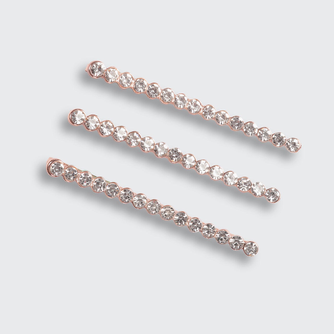 Rhinestone Bobby Pins 3 Pack - Rose Gold