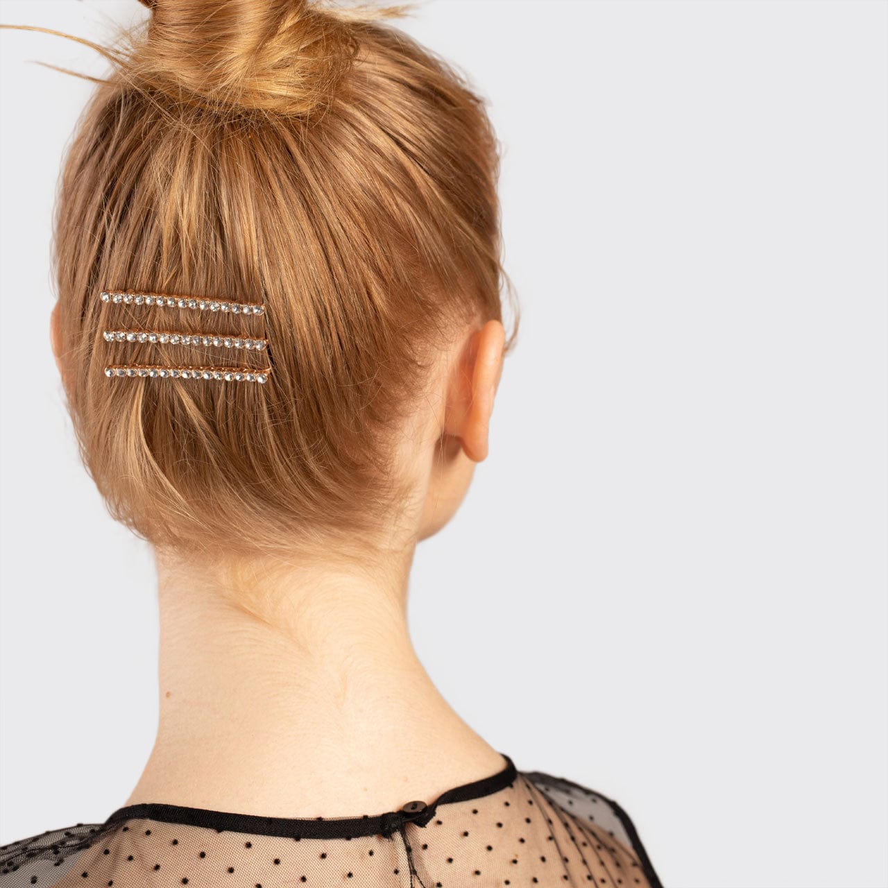 Rhinestone Bobby Pins 3 Pack - Rose Gold