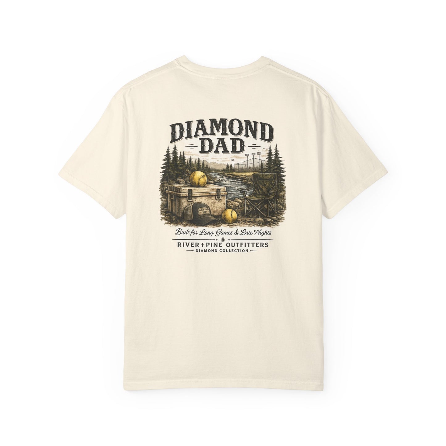 River + Pine Comfort Colors - Diamond Dad - Cooler & Softballs