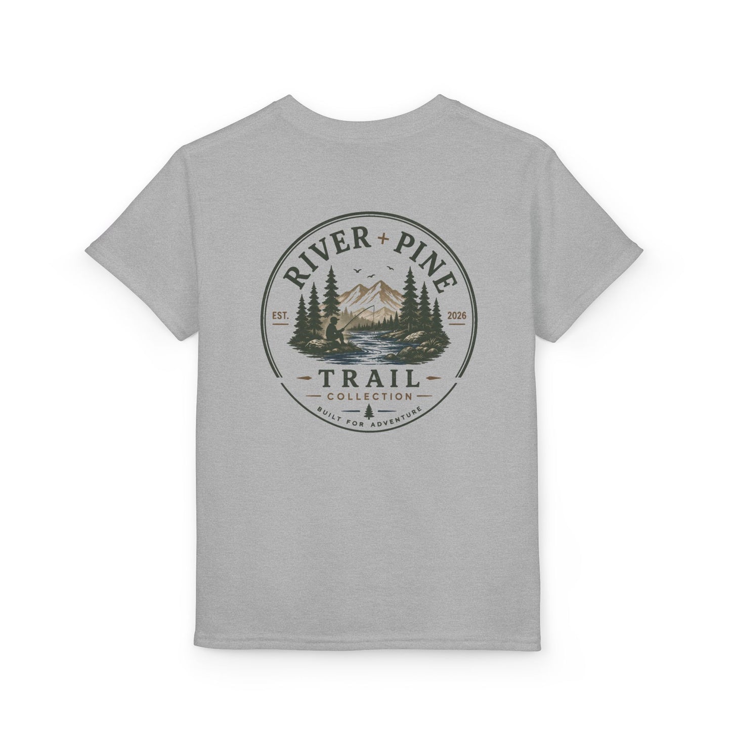 Youth Trail T‑Shirt — "River + Pine" Mountain & Forest Adventure Tee