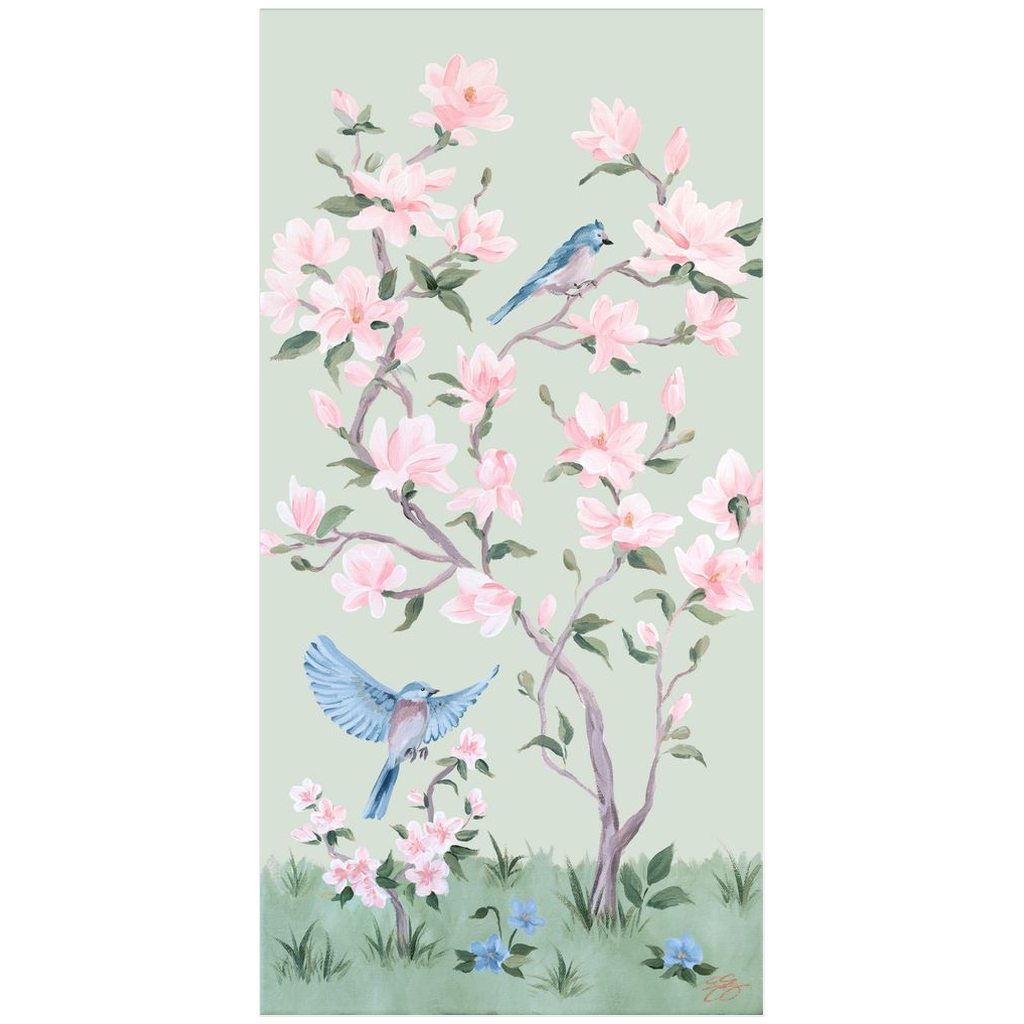 May, a green chinoiserie fine art print on paper