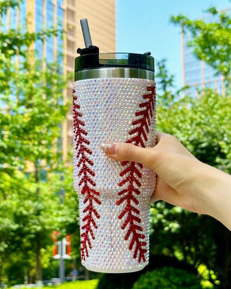 Pre-Order: 20 Oz. Crystal BASEBALL "Blinged Out" Tumbler (Ships Approx. 6/15)
