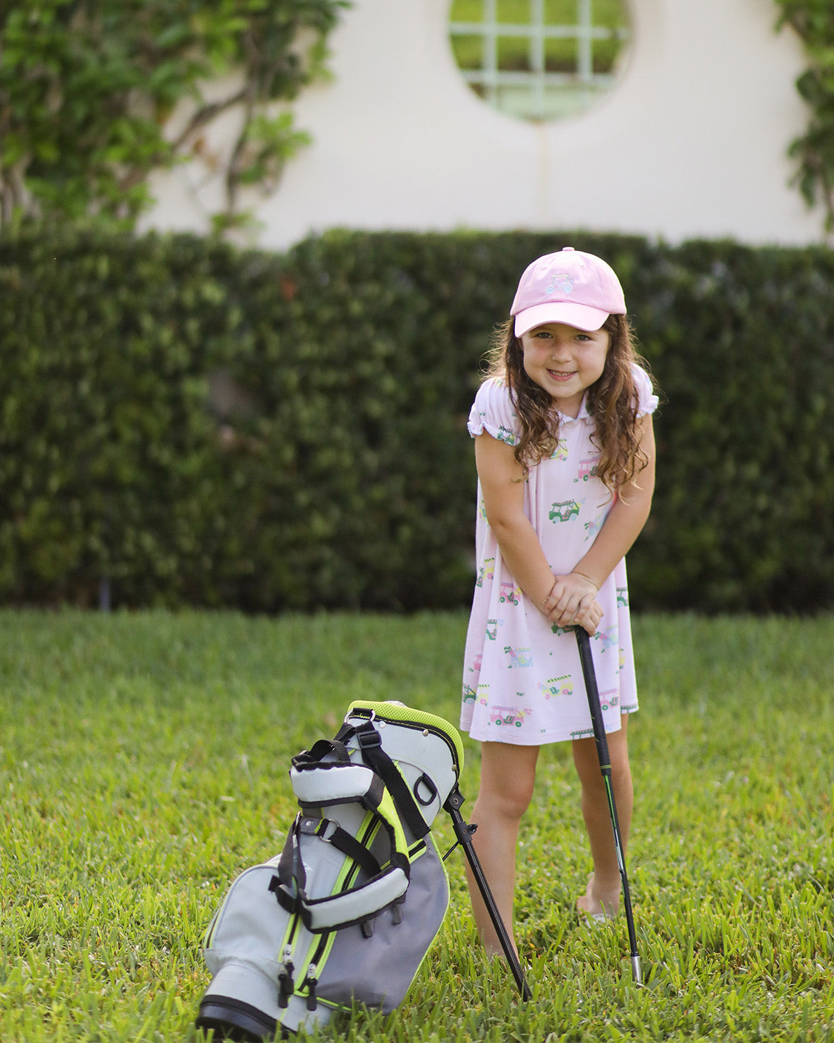 Rainbow Golf Cart Bow Baseball Hat (Girls)