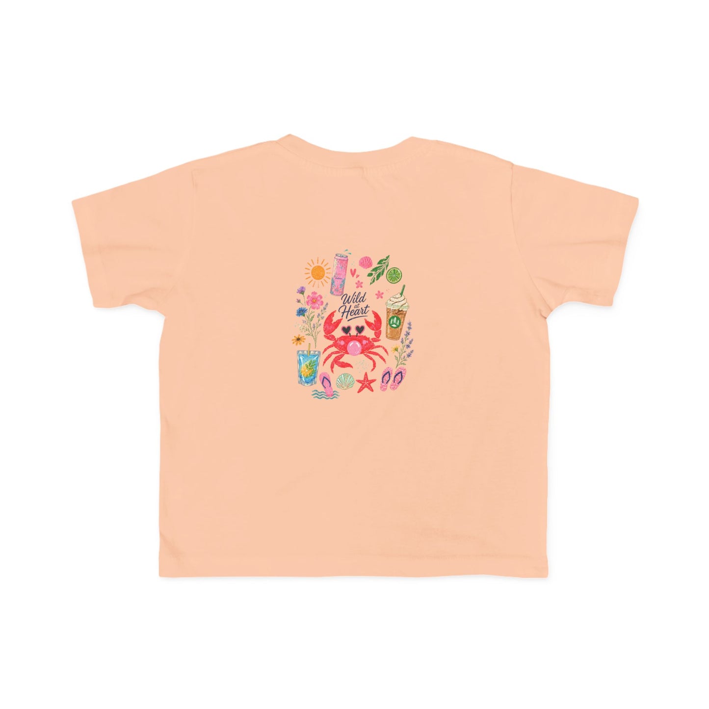 Toddler Girl's Crab Beach Tee — "Hello Summer" Cute Coastal Graphic Shirt