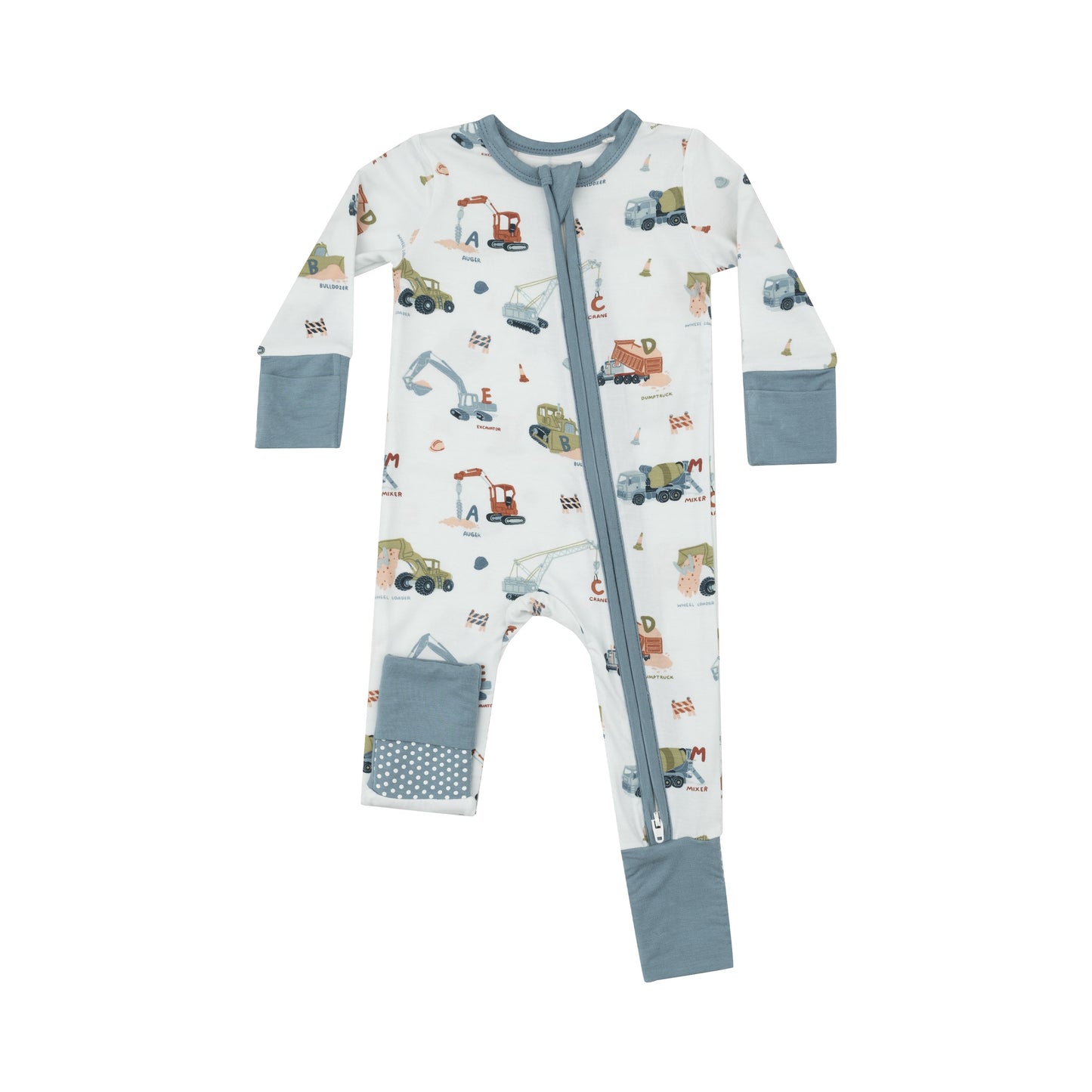 2 Way Zipper Romper - Construction Alphabet