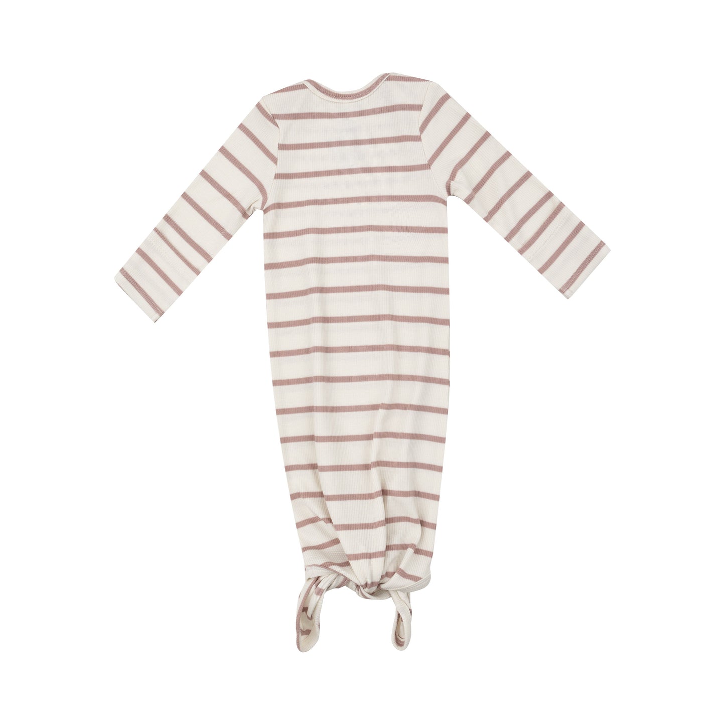 Knotted Gown - Modal Rib French Stripe -Misty Rose