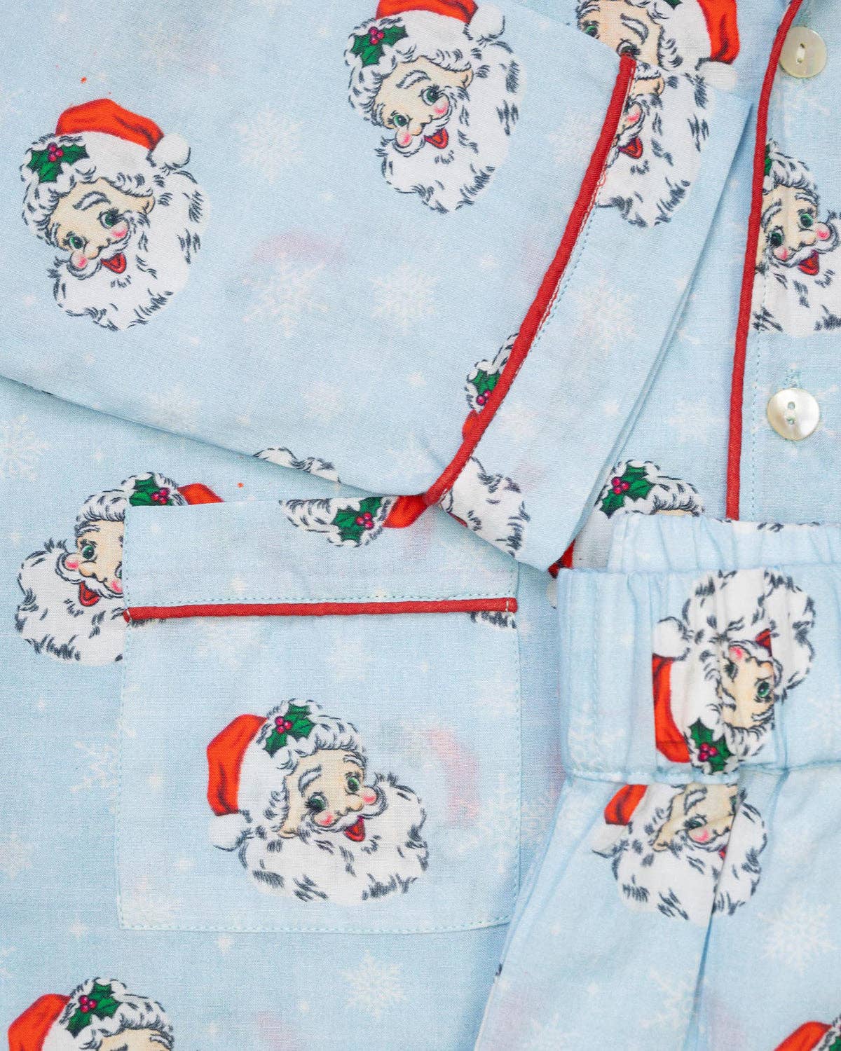 Smockingbird - Vintage Santa Pajama Set in Blue