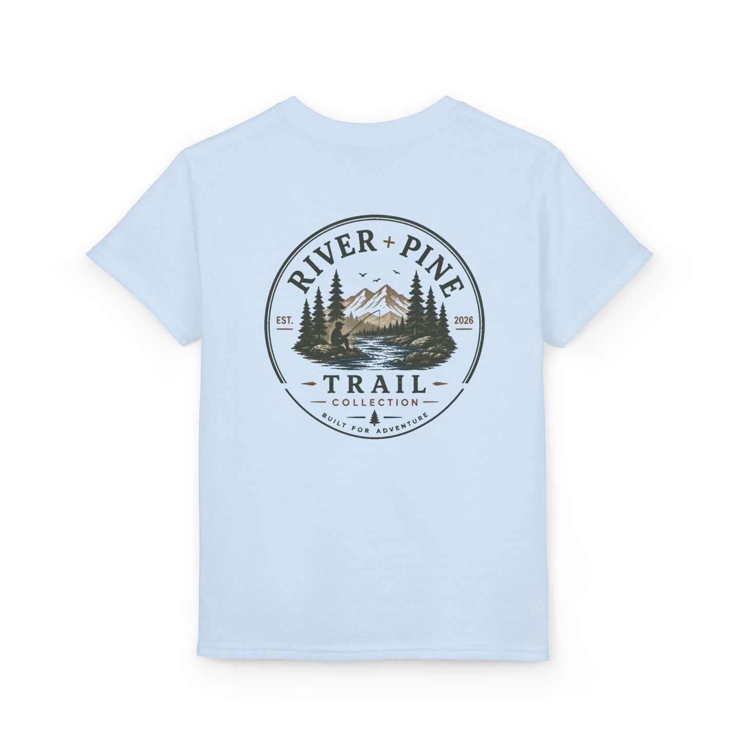 Youth Trail T‑Shirt — "River + Pine" Mountain & Forest Adventure Tee