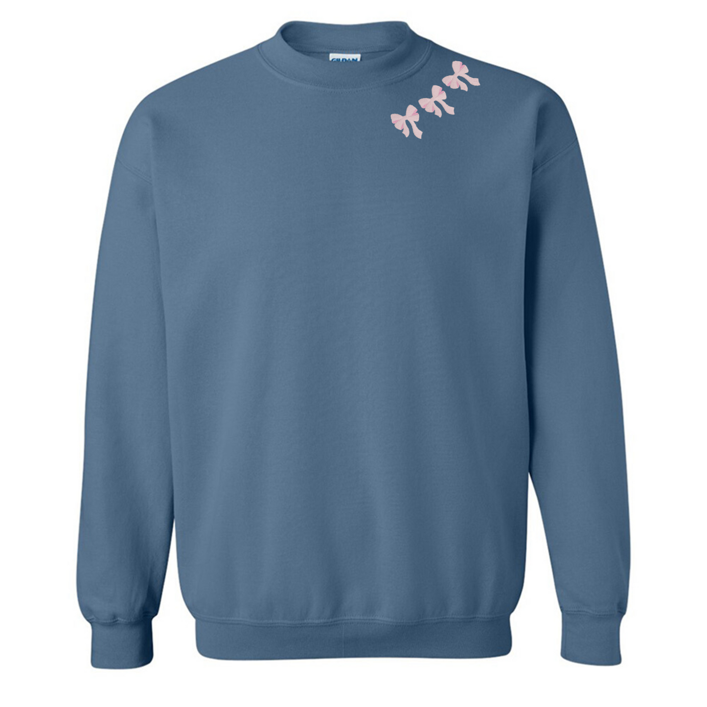 Embroidered 'Bow Collar' Crewneck Sweatshirt