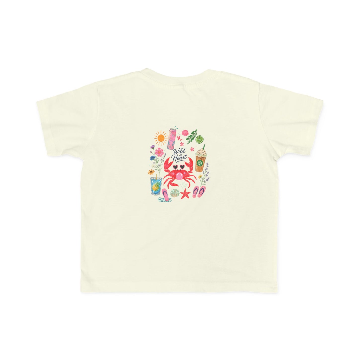 Toddler Girl's Crab Beach Tee — "Hello Summer" Cute Coastal Graphic Shirt