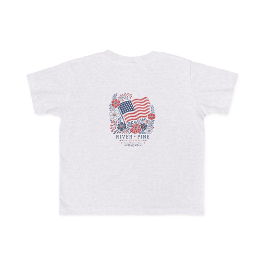 Patriotic Wild & Free Floral "River + Pine" Girl's Toddler Tee