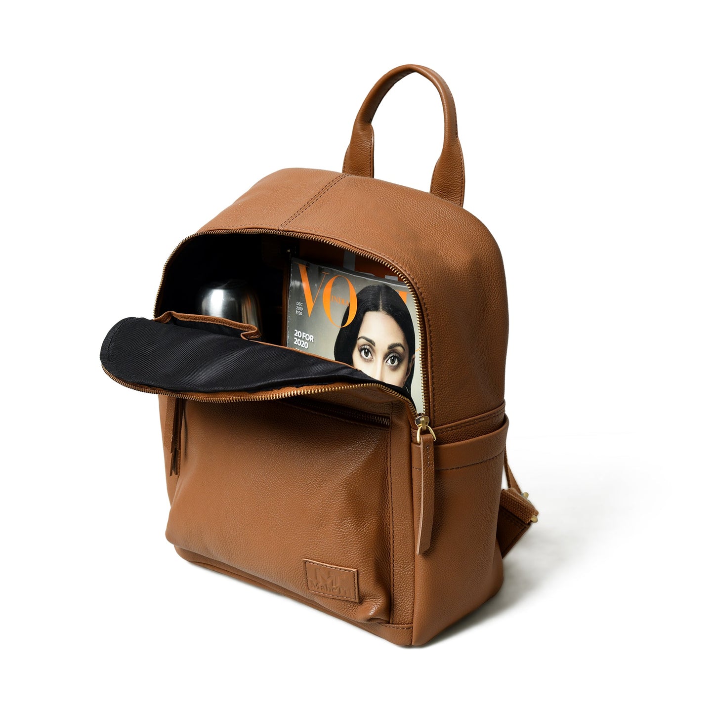 Tan Leather Multi Pocket Women's Backpack