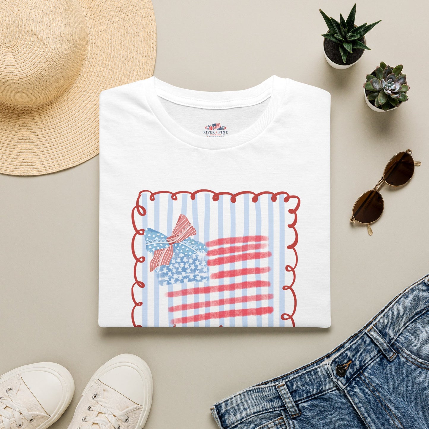 River + Pine - Patriotic Tee - Loves Jesus and America!