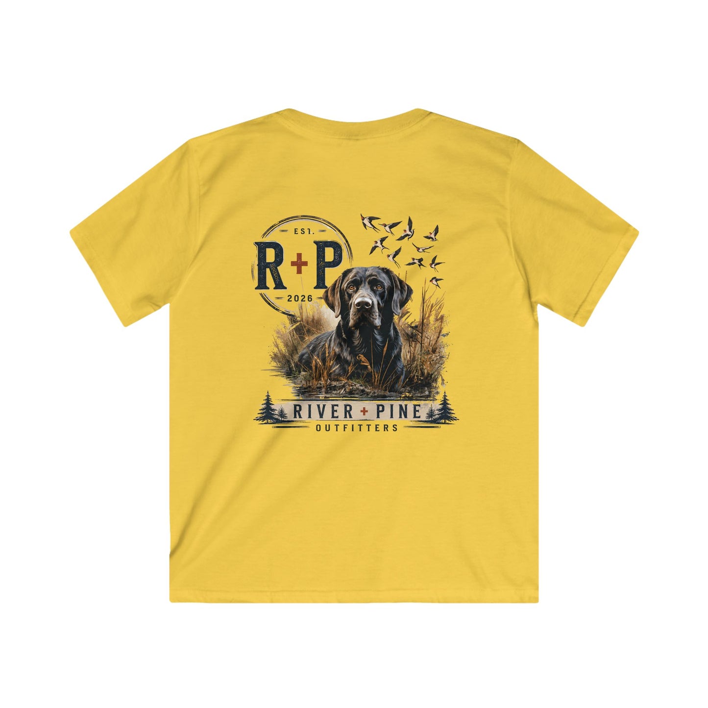 River & Pine Outfitters Tee — Black Dog in Reeds Youth Tee