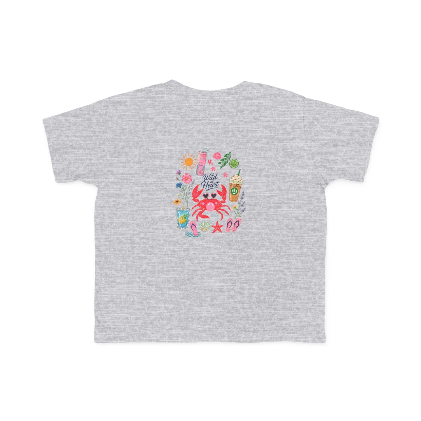 Toddler Girl's Crab Beach Tee — "Hello Summer" Cute Coastal Graphic Shirt