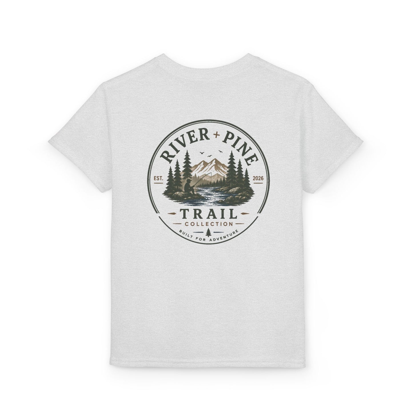 Youth Trail T‑Shirt — "River + Pine" Mountain & Forest Adventure Tee