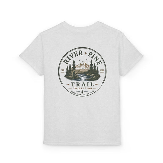Youth Trail T‑Shirt — "River + Pine" Mountain & Forest Adventure Tee