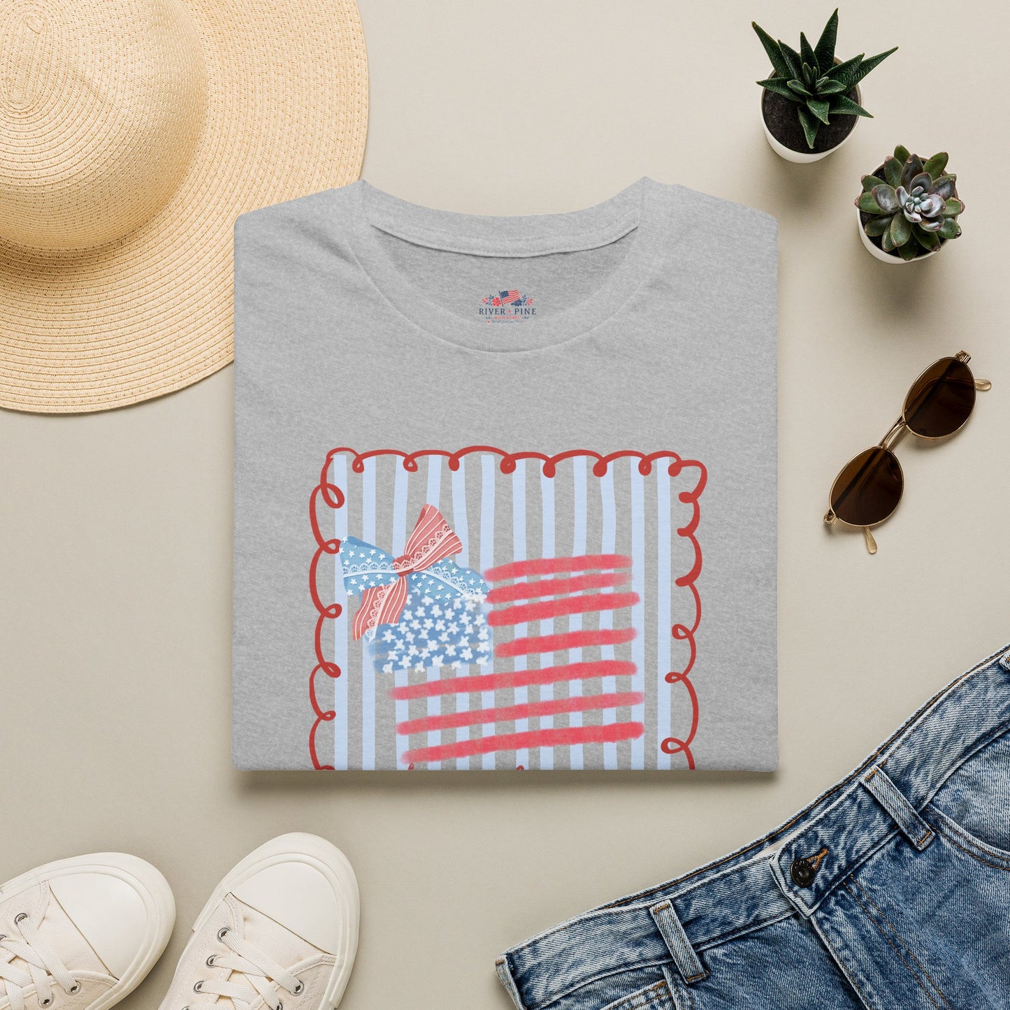 River + Pine - Patriotic Tee - Loves Jesus and America!