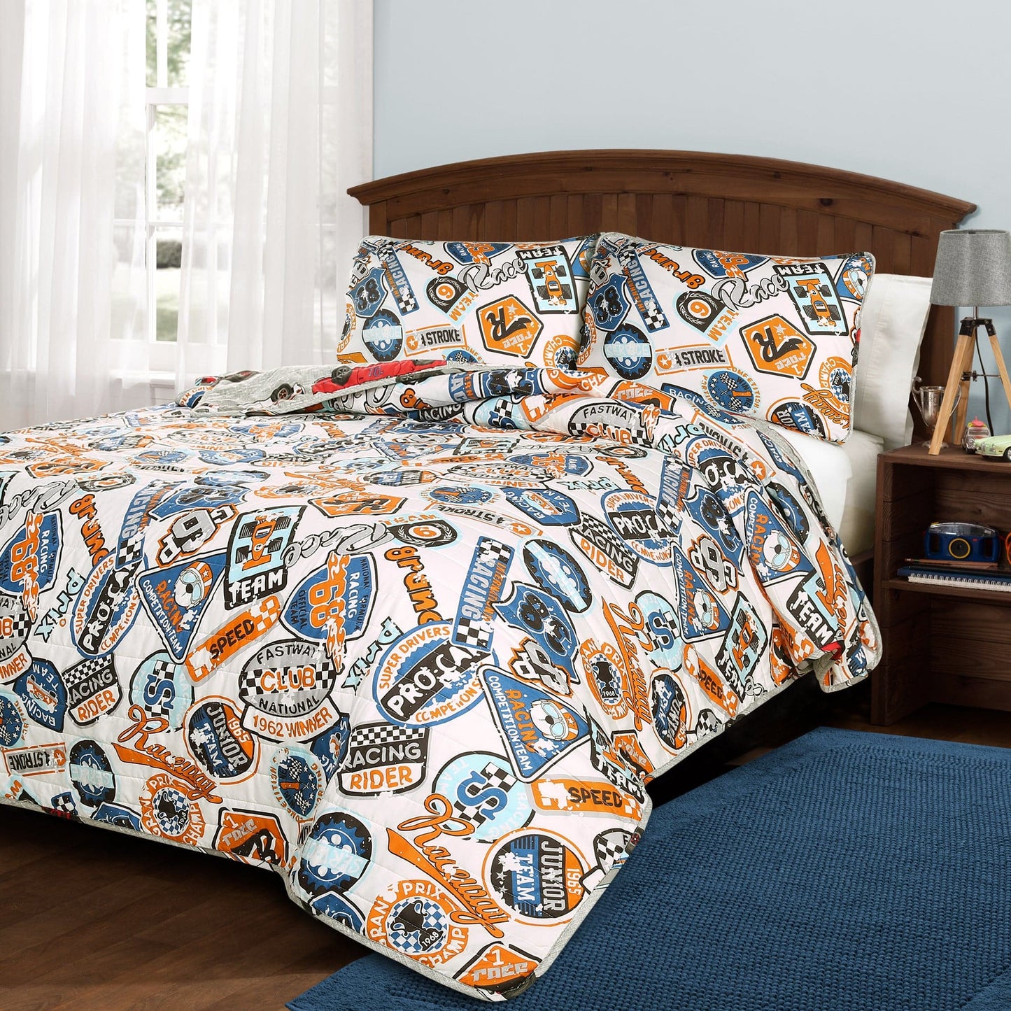 Race Cars Quilt 2 Piece Set Twin Size