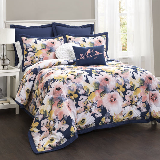 Floral Watercolor Comforter 7 Piece Set