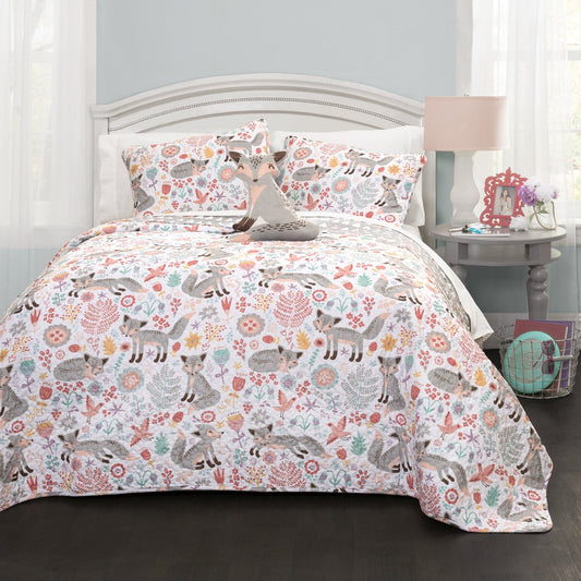 Pixie Fox Quilt 4 Piece Set Full/Queen Size