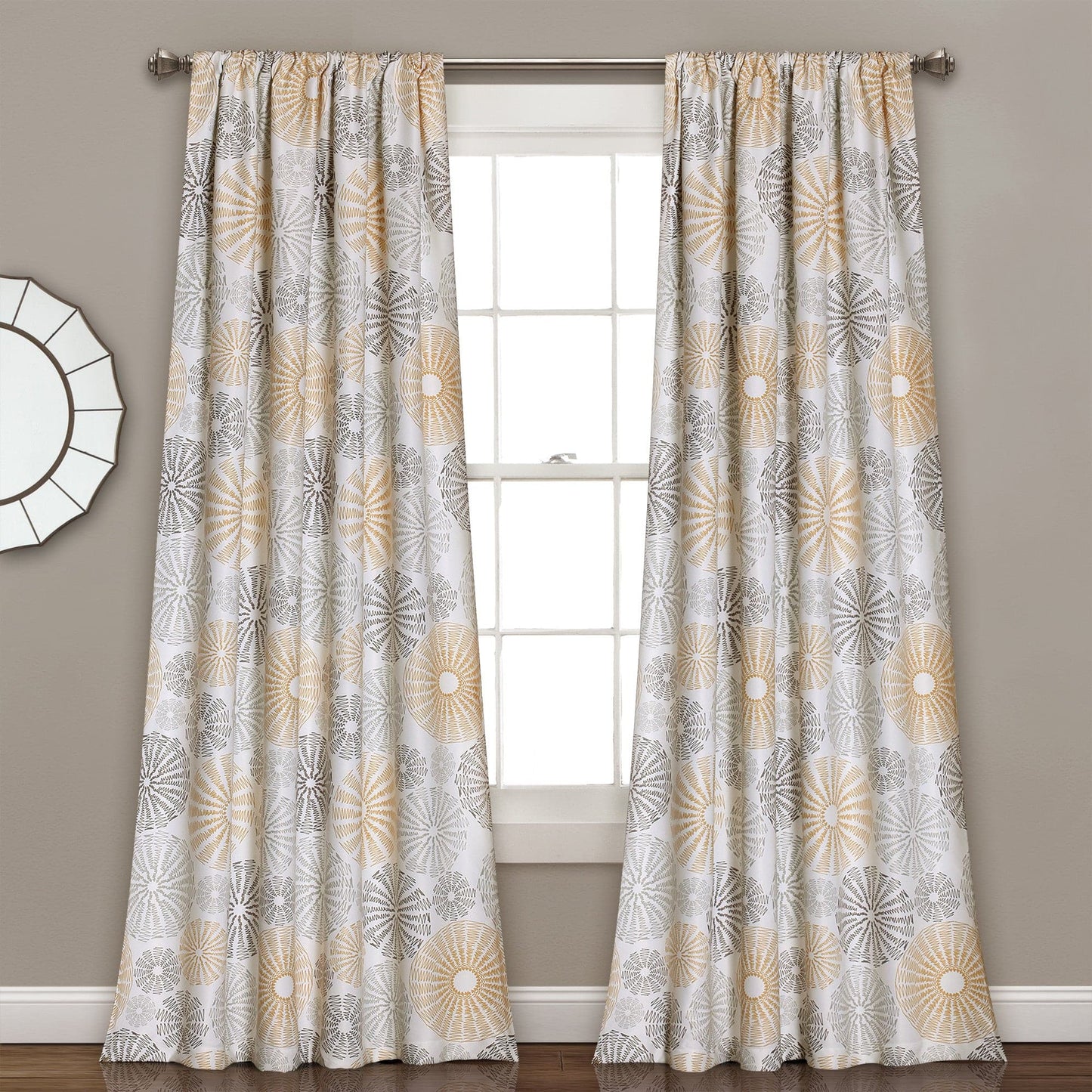 Multi Circles Room Darkening Window Curtain Set