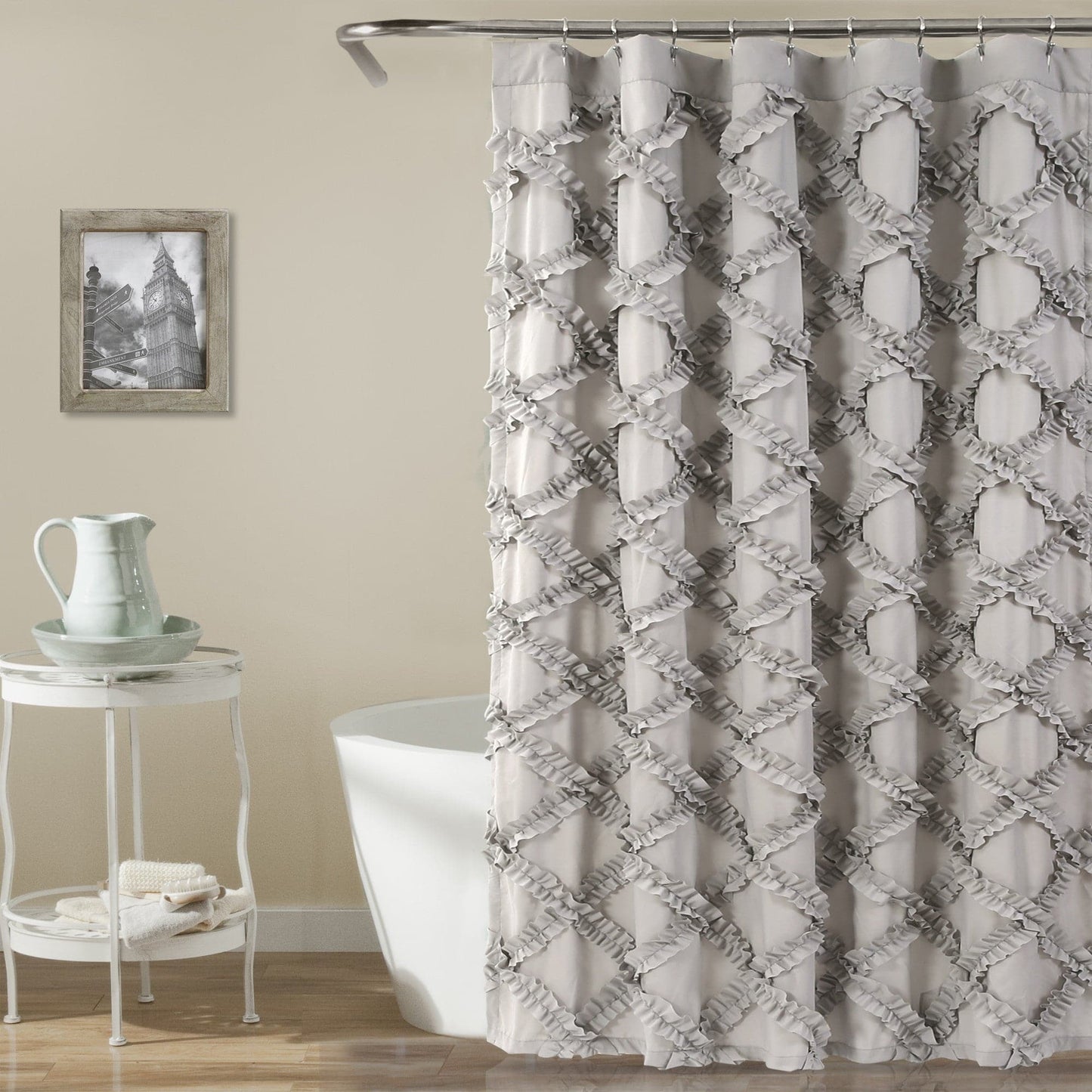 Ruffle Diamond Shower Curtain