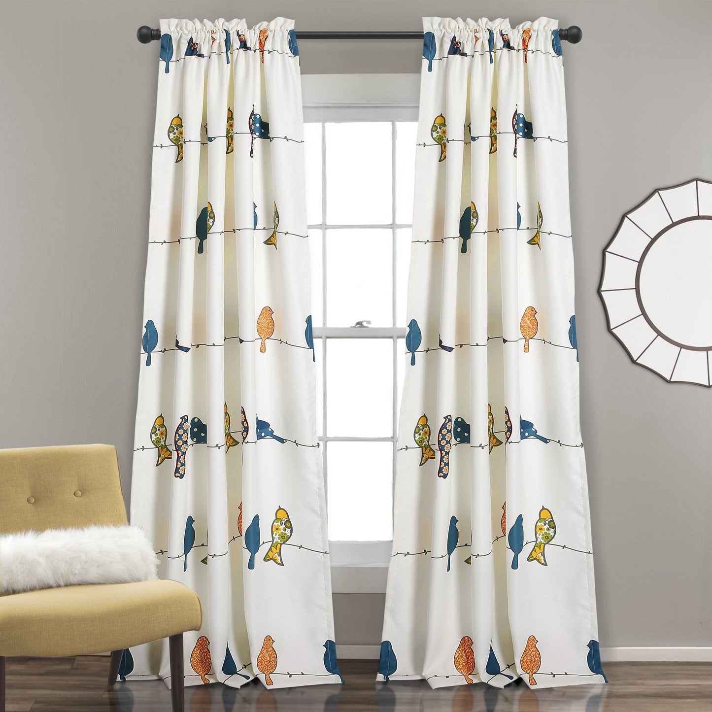 Rowley Birds Light Filtering Window Curtain Set