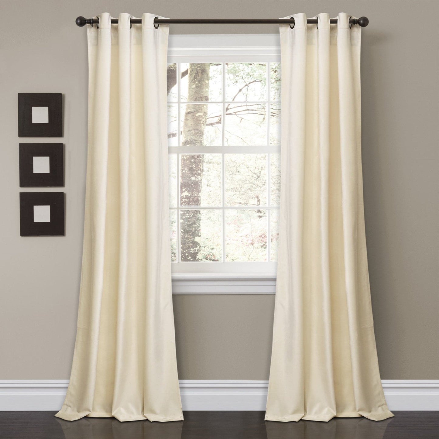 Prima Velvet Solid Grommet Light Filtering Window Curtain Panel Set