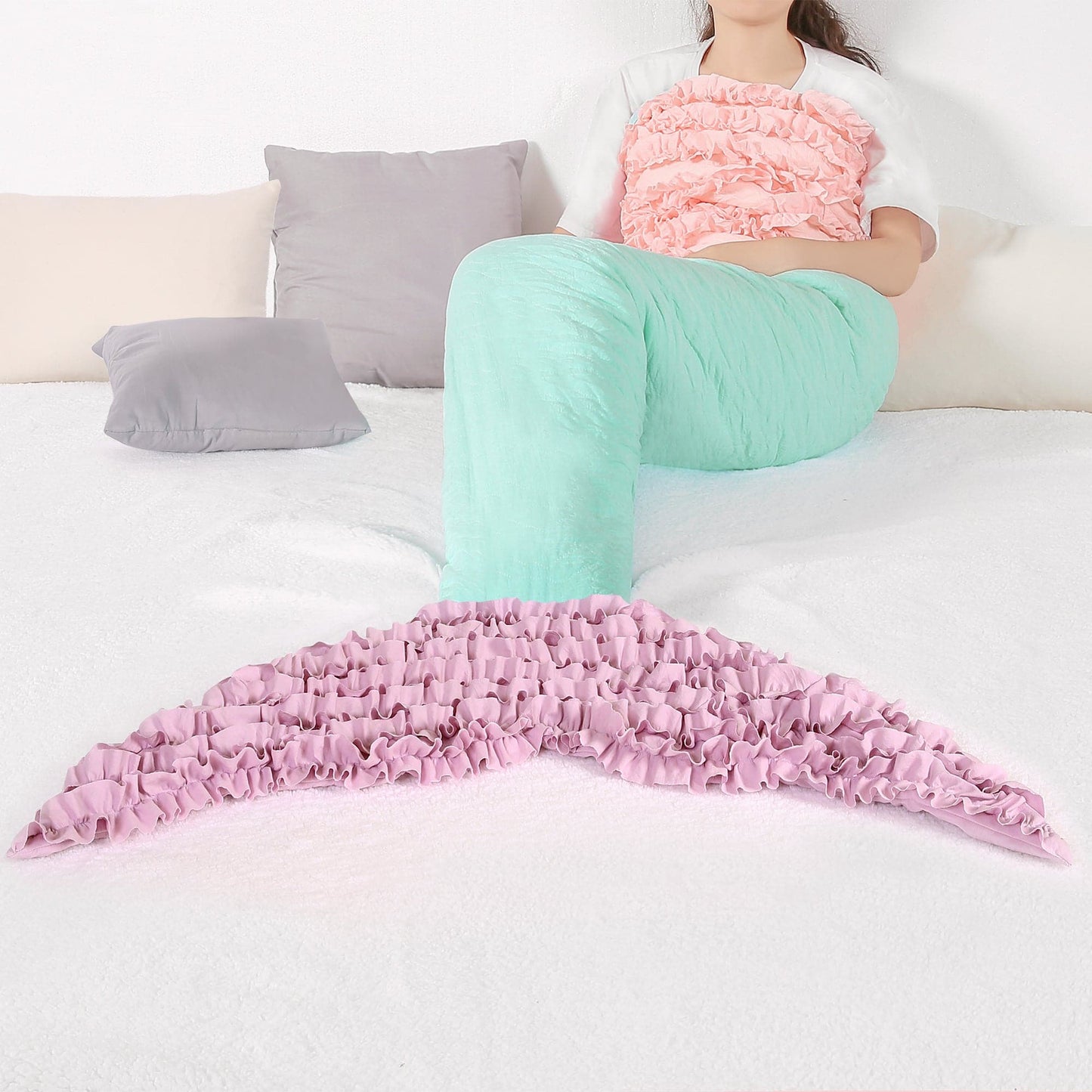 Mermaid Ruffle Mermaid Shape Sherpa Throw