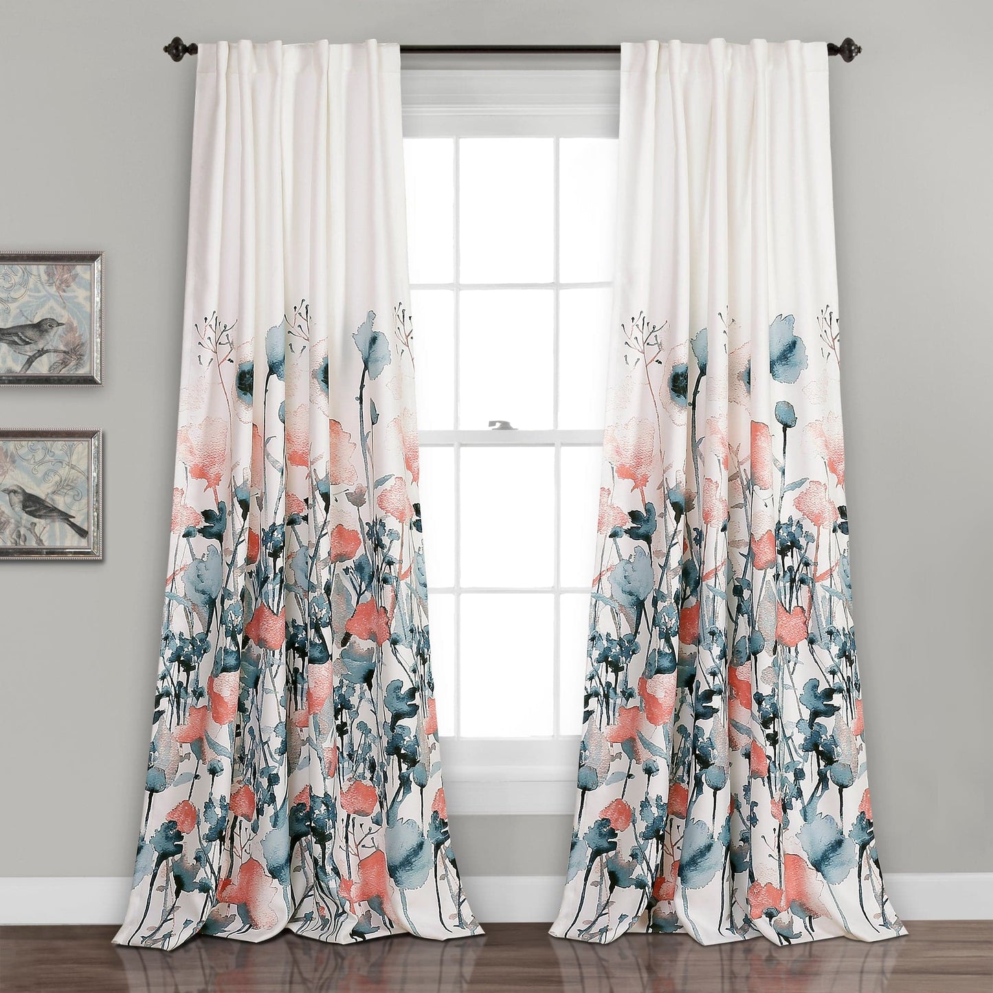 Zuri Flora Light Filtering Window Curtain Panel Set