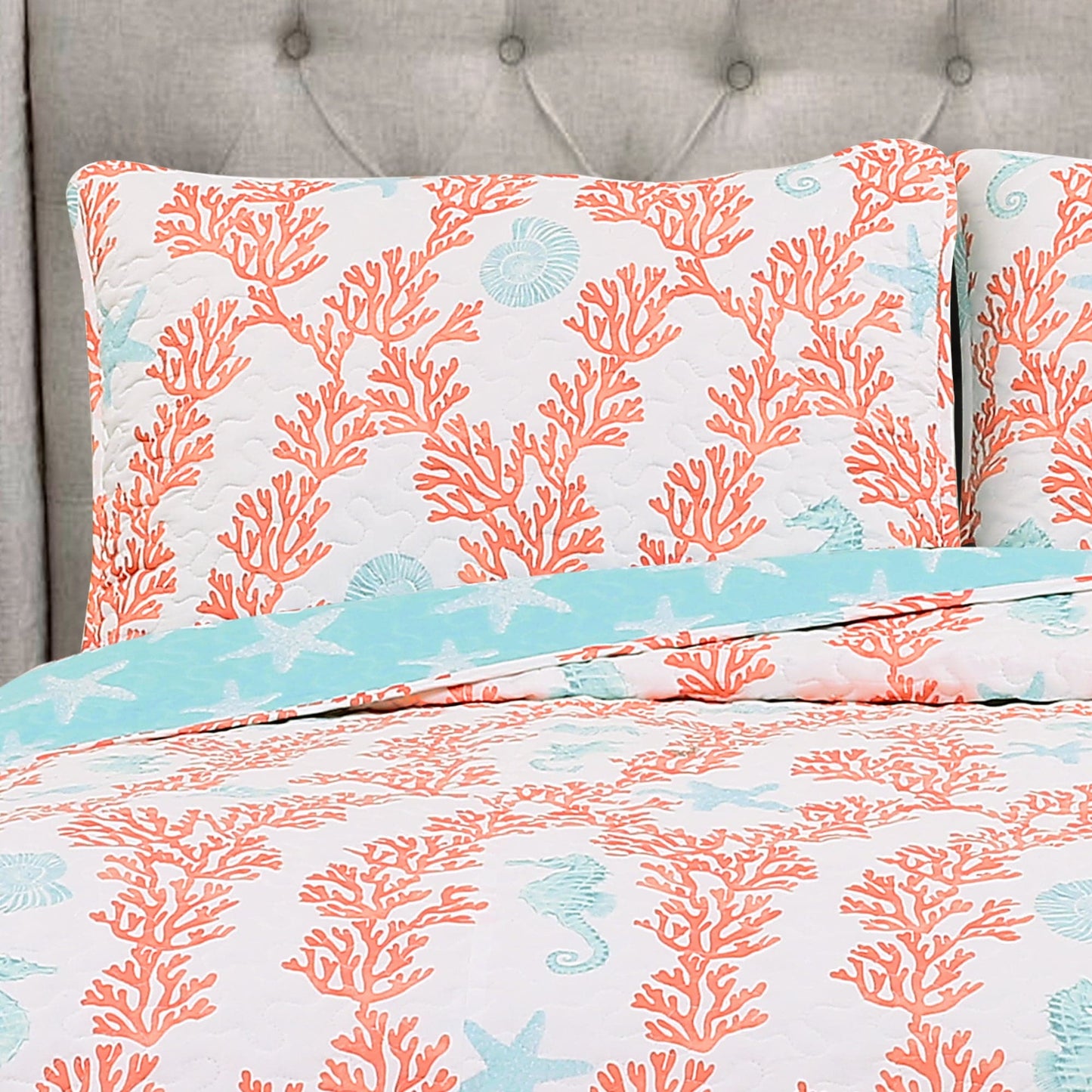 Dina Coral Quilt 3 Piece Set