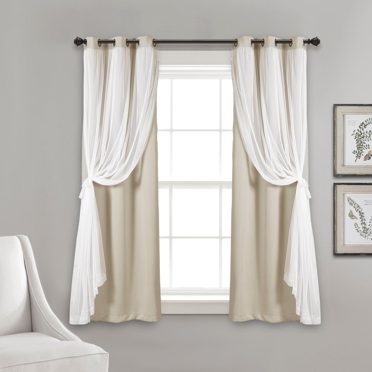 Grommet Sheer With Insulated Blackout Lining Curtain Panel Set