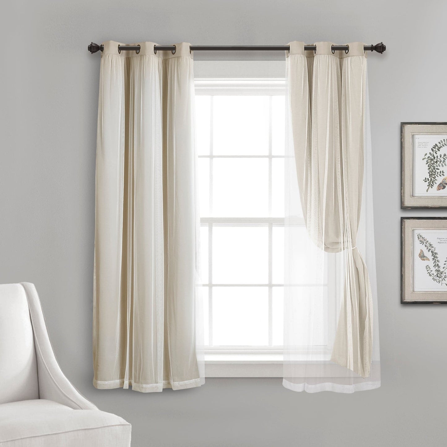 Grommet Sheer With Insulated Blackout Lining Curtain Panel Set