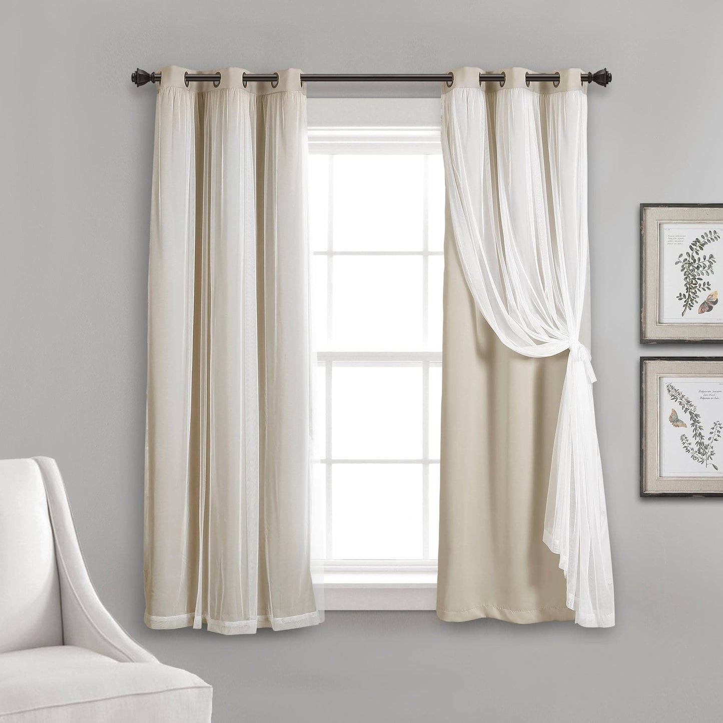 Grommet Sheer With Insulated Blackout Lining Curtain Panel Set