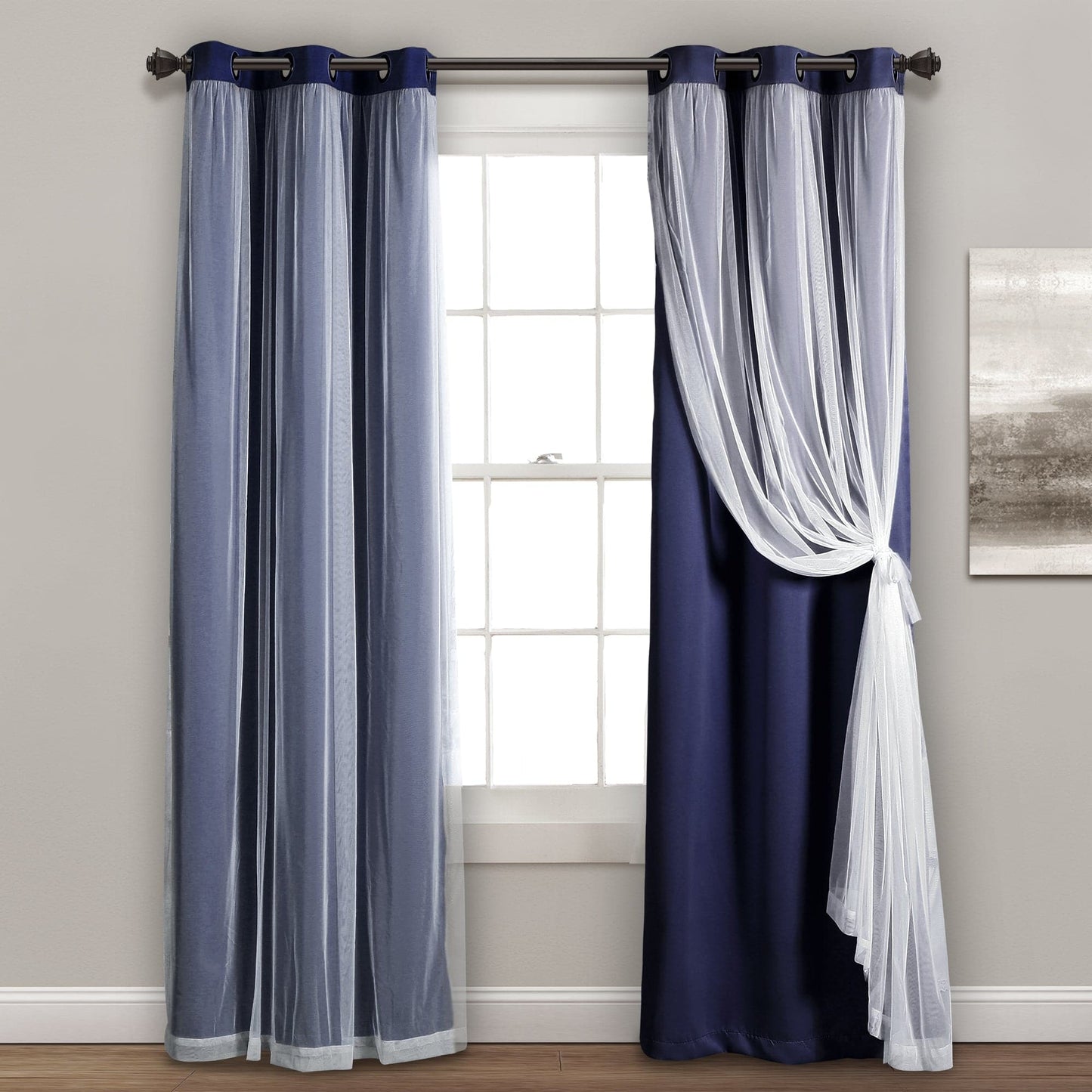 Grommet Sheer With Insulated Blackout Lining Curtain Panel Set