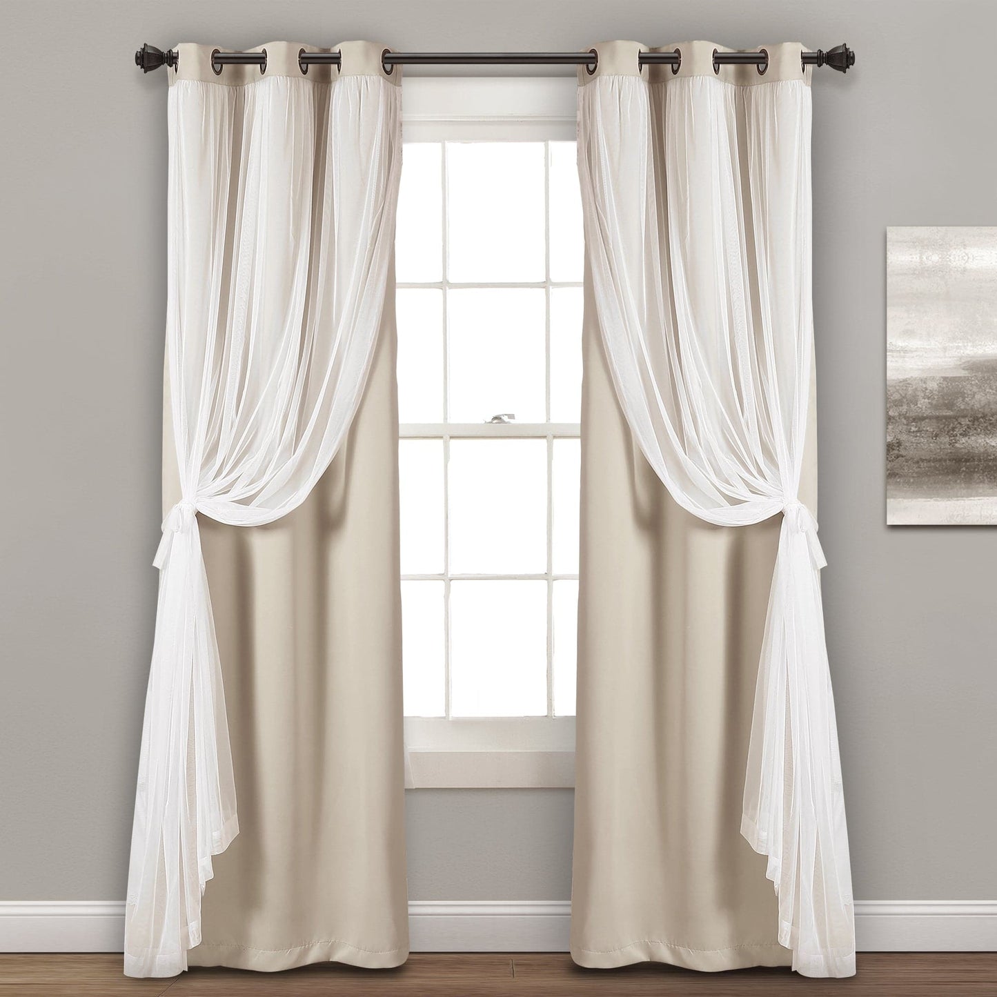 Grommet Sheer With Insulated Blackout Lining Curtain Panel Set