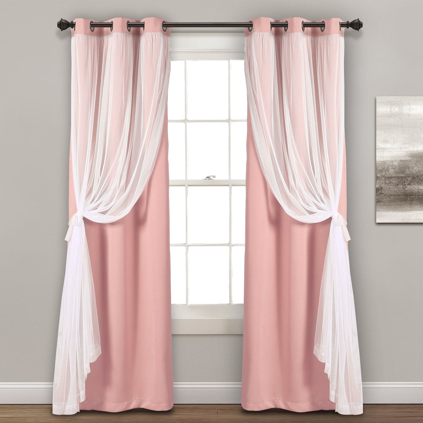 Grommet Sheer With Insulated Blackout Lining Curtain Panel Set