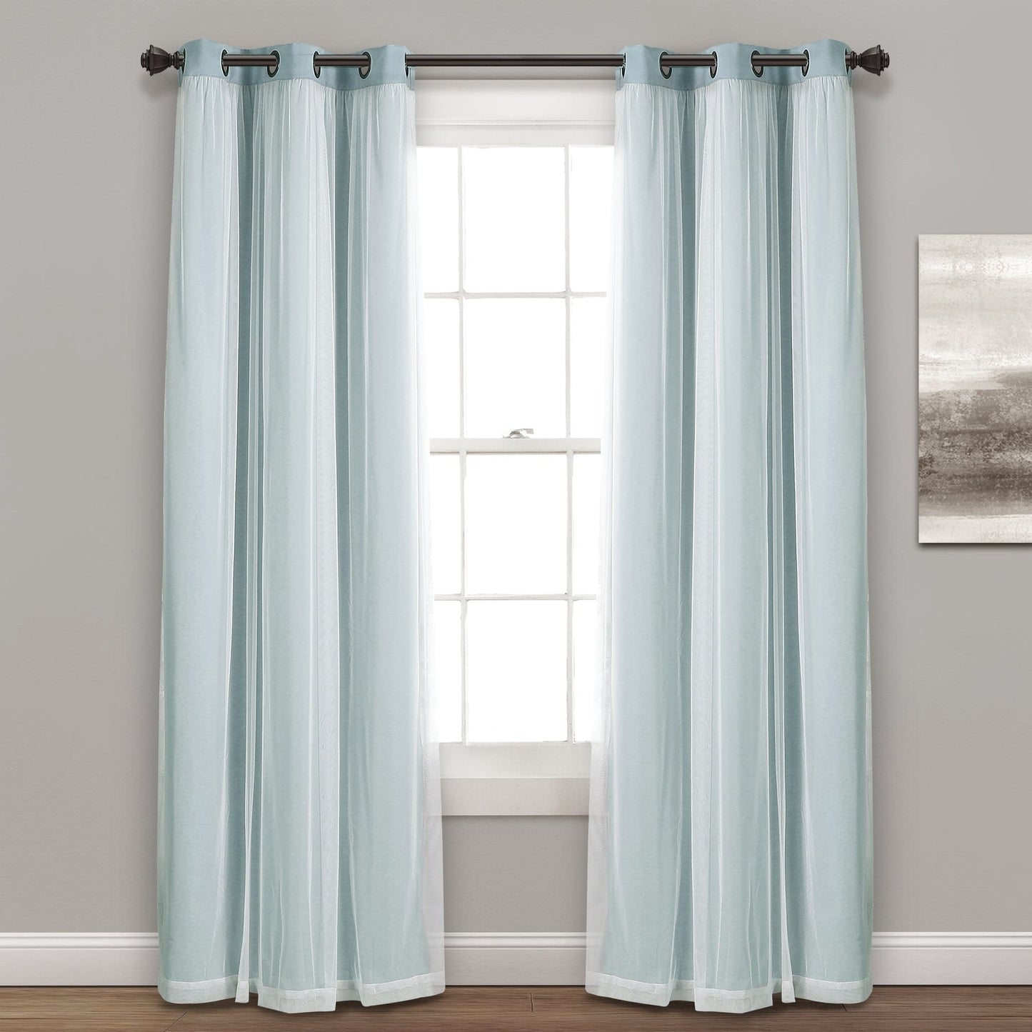 Grommet Sheer With Insulated Blackout Lining Curtain Panel Set