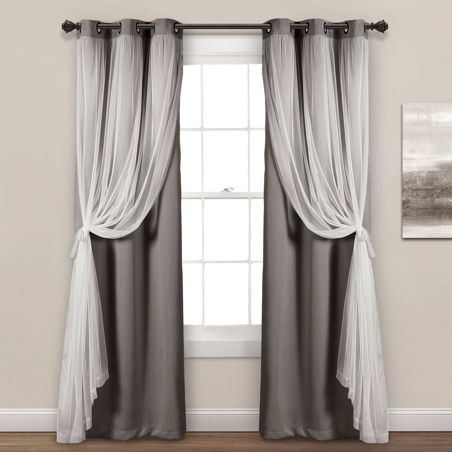 Grommet Sheer With Insulated Blackout Lining Curtain Panel Set