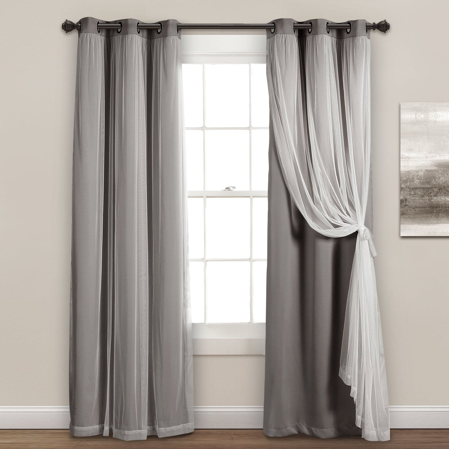 Grommet Sheer With Insulated Blackout Lining Curtain Panel Set