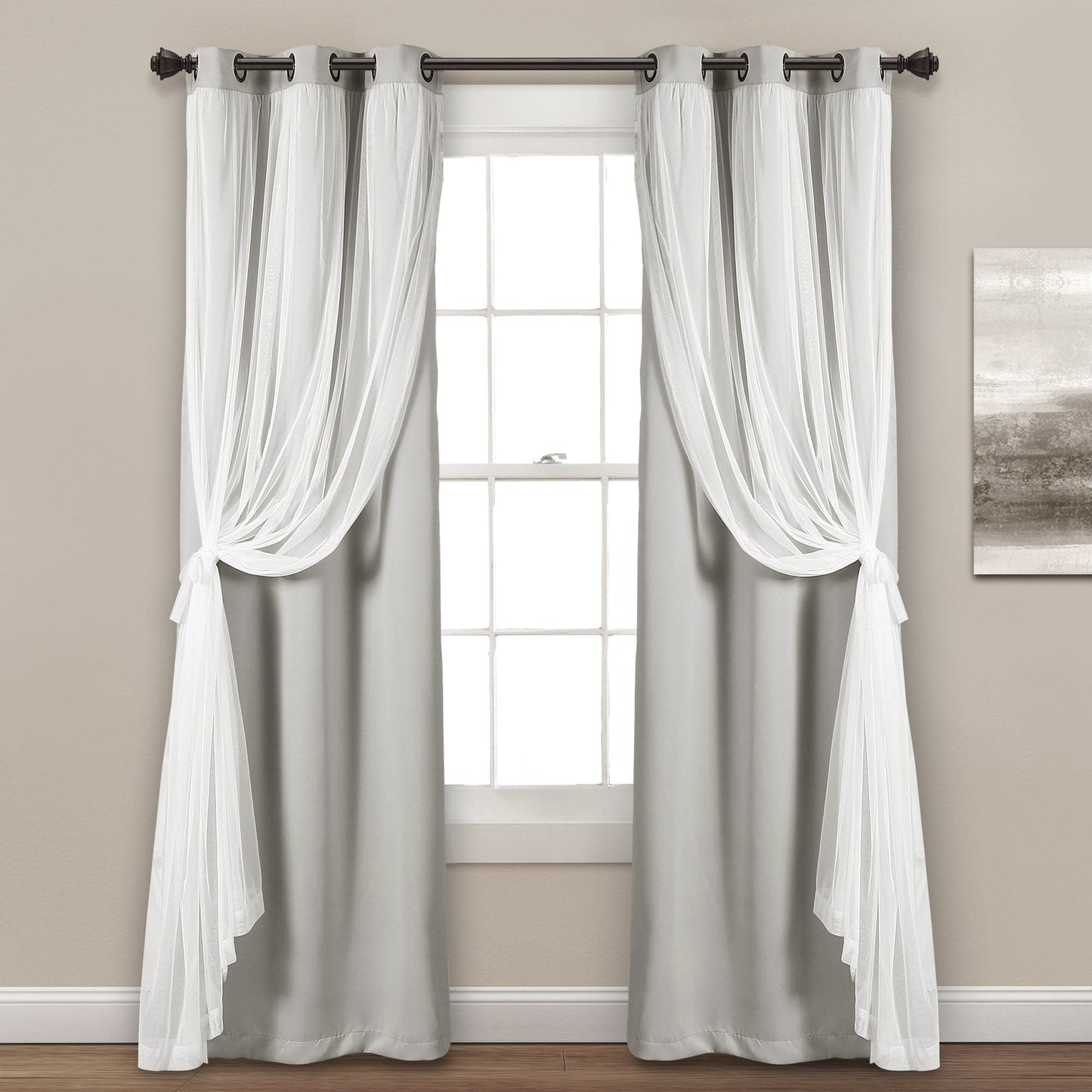 Grommet Sheer With Insulated Blackout Lining Curtain Panel Set