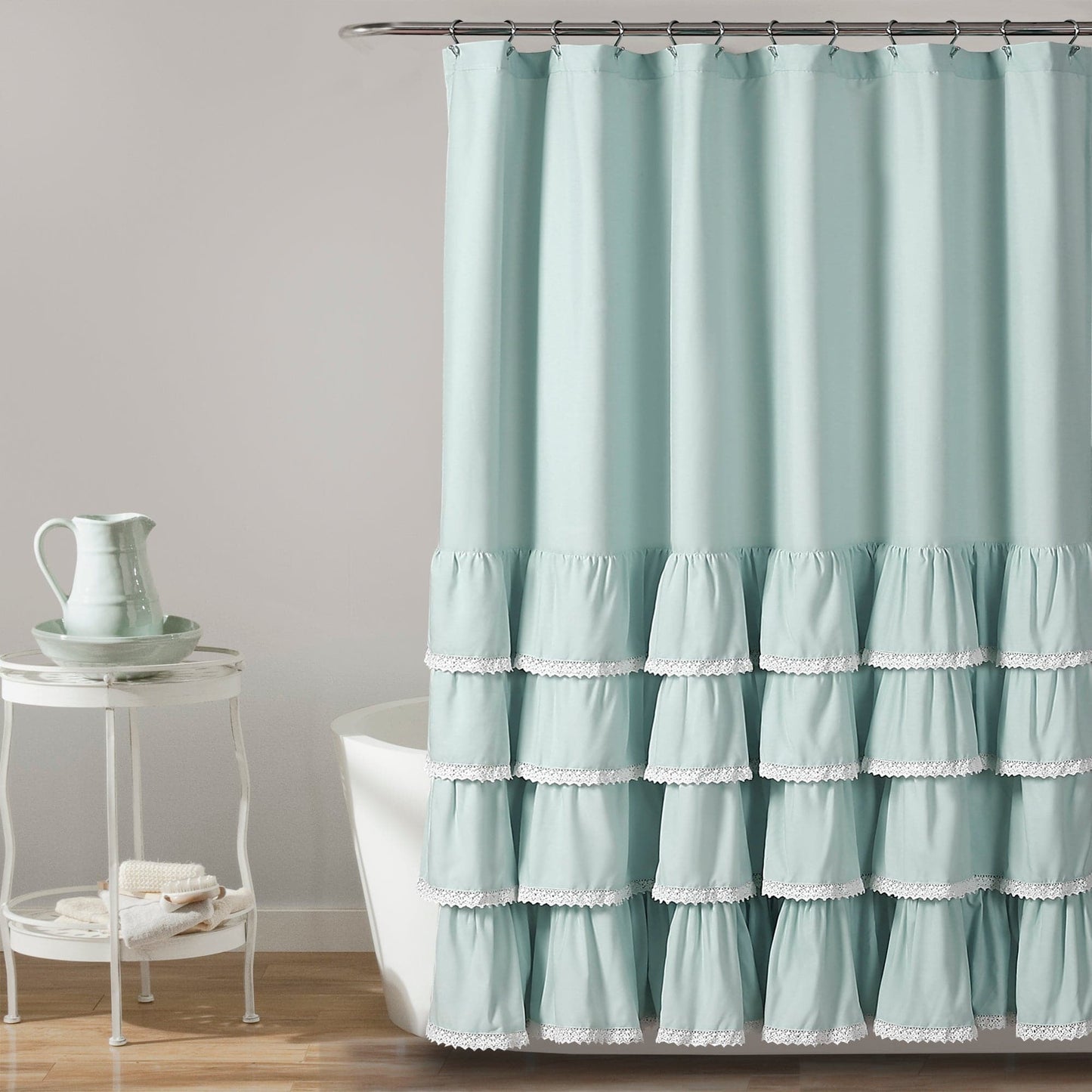 Ella Ruffle Lace Shower Curtain