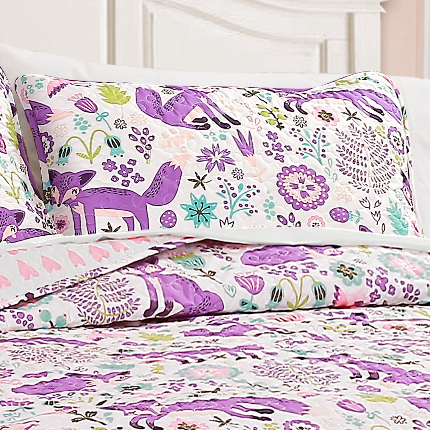 Pixie Fox Quilt 4 Piece Set Full/Queen Size